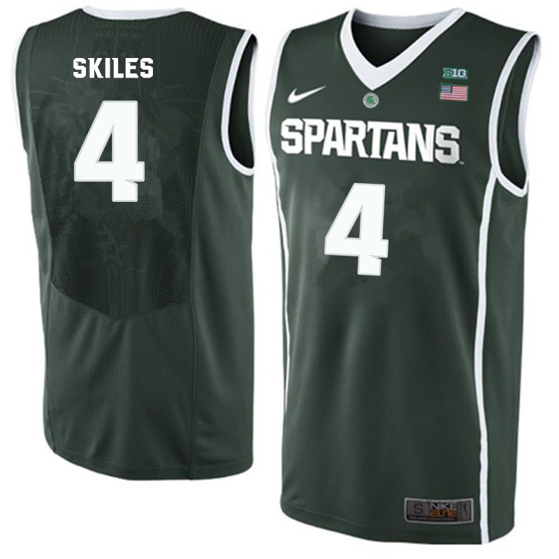 Men Michigan State Spartans #4 Scott Skiles NCAA Nike Authentic Green College Stitched Basketball Jersey MZ41O22NM